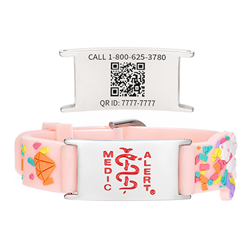 QR Code Child Titanium Medical ID Bracelet Peachy Pink, Peachy Pink, large image number 0